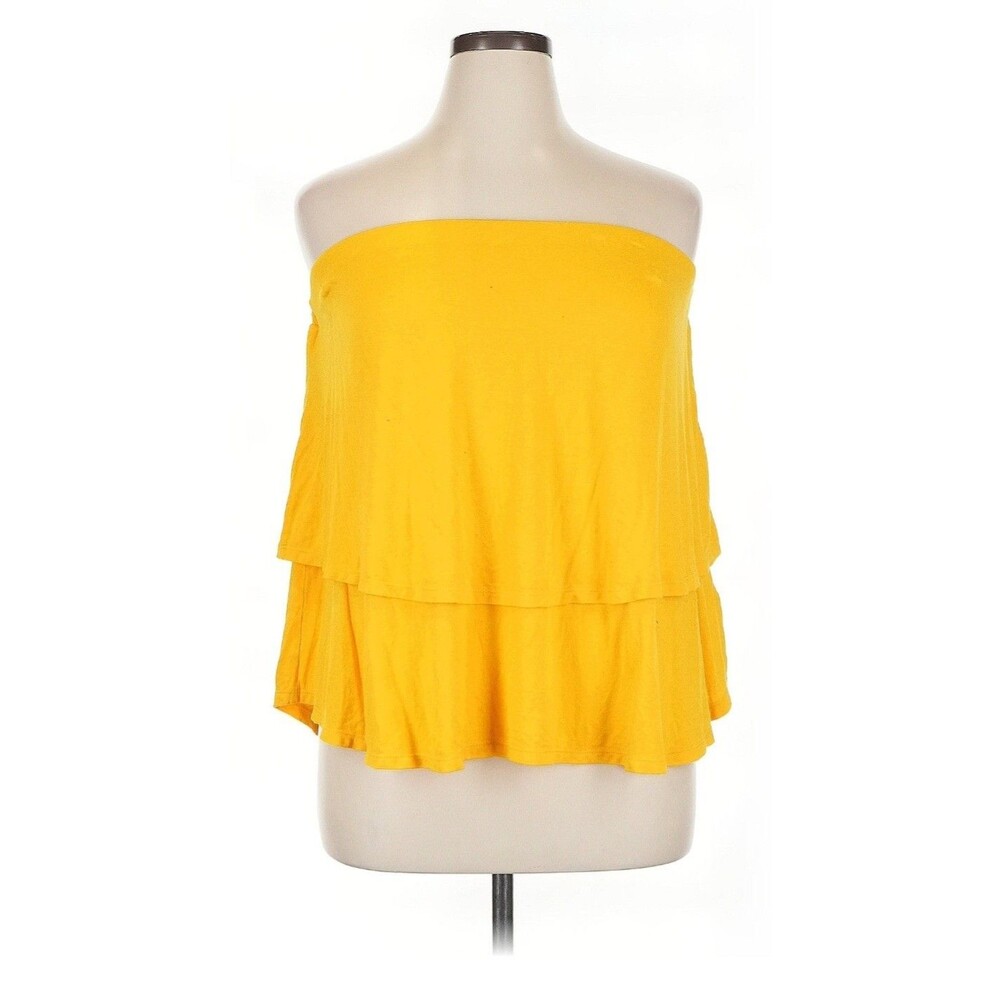 Free People Beach Yellow Strapless Relaxed Oversized Layered Tunic Top Size XL